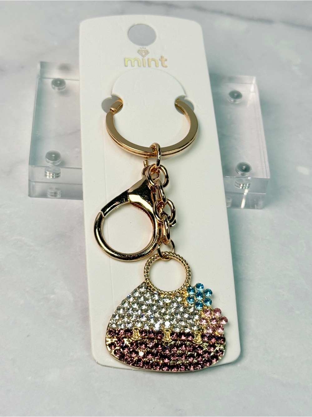 🚨3 for $15🚨 Gold-Tone Multi-Color Crystal Purse Keychain or Bag Charm